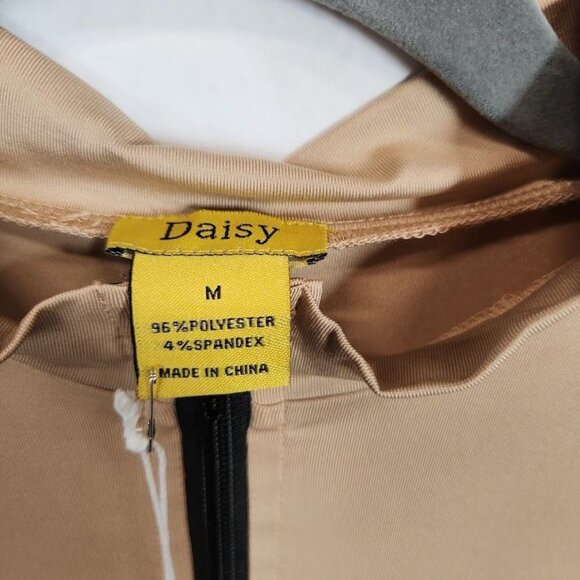 Daisy Zip Front Mock Neck Romper - Taupe - Size Medium - Picture 6 of 7